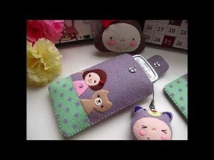 56 DIY Creative' Easy & Cute Felt Cell Phone Case Ideas/Handmade Felt Mobile Pouch for a smartphone.