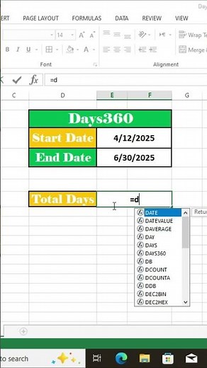 Calculate Days Between Dates Using DAYS360 in Excel 📅