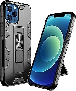 Dahkoiz Case for iPhone 12 Pro Max Case with Ring Grip Kickstand, Military Grade Drop Protection iPhone12 Pro Max Cover Rugged Protective Phone Cases Compatible with Apple iPhone 12Pro Max, Black