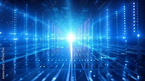 Abstract technology background with binary code. 3d rendering toned image, Abstract digital server background with binary code and AI algorithms running in the background, AI Generated