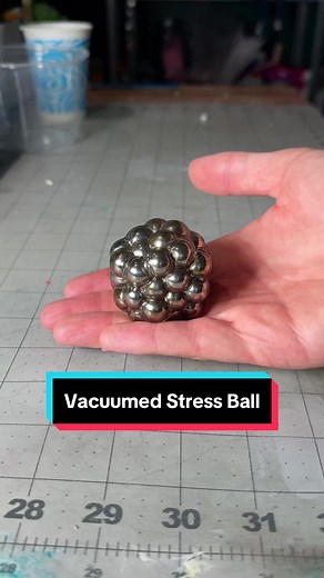 Making Vacuumed Stress Balls with tiny blobs, glass beads, and ball bearings. #nickpainting #stressball #vacuum #fidgettoys