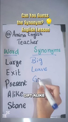 Synonyms List for Beginners | Improve Your English✅👌 #english #‪@AminaEnglishTeacher‬ #shorts