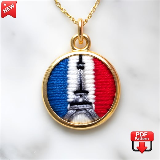 Eiffel Tower Embroidery Pattern, Mini Pendant Jewelry Design (PDF Download) - Etsy