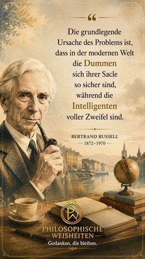 Bertrand Russell hatte schon vor fast 100 Jahren recht… Was denkst du? #russell #nachdenken #zitate