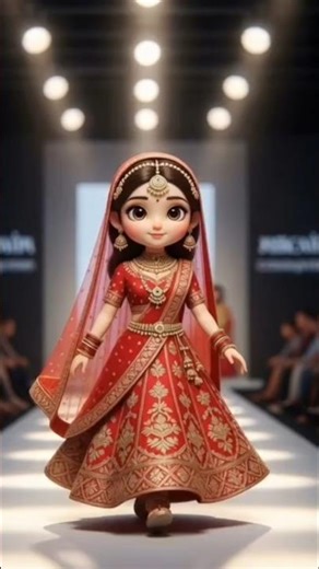 AI Cute Cartoon Girls Wedding Ramp Walk 👰 | Bridal Fashion Show #shortsfeed #shorts #viral