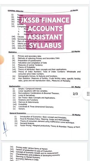 JKSSB FAA SYLLABUS 2025 #jkssb