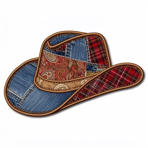 Patchwork Cowboy Hat PNG, Western Denim Plaid Design (digital File) - Etsy