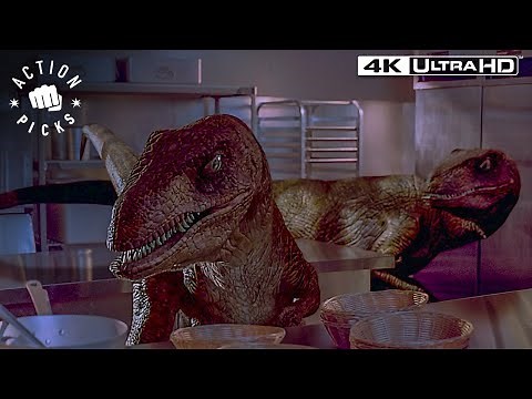 The Raptors Hunt In The Kitchen | Jurassic Park 4k HDR