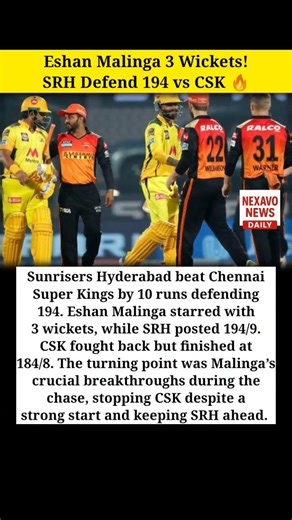 Eshan Malinga 3 Wickets! SRH Defend 194 in 10-Run Thriller vs CSK 🔥 #csk #srh #ipl2026 #ipl #cricket