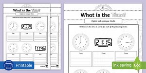What Is the Time (Both Digital and Analogue Clocks) - Activity Sheet