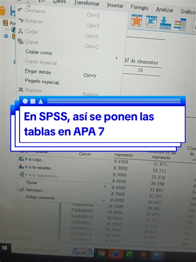 Cómo usar SPSS para tablas en formato APA 7