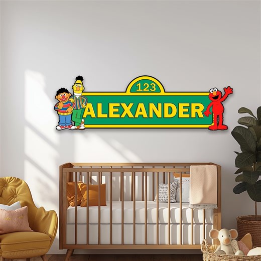 Personalized Sesame Street Sign, Custom Name Street Sign, Birthday Party Decor, Nursery Wall Art, Gift Toddlers, Baby Gift, Newborns - Etsy