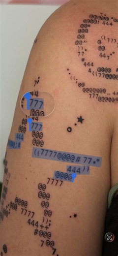 projet tattoo trop chouette avec des chiffres pleins de significations 𖦹 #ascii #bordeauxtattoo #startattoo #777 #tattoos