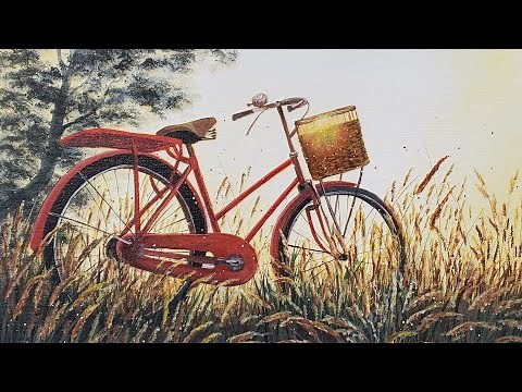 Bicycle Silhouette Acrylic Painting LIVE Tutorial