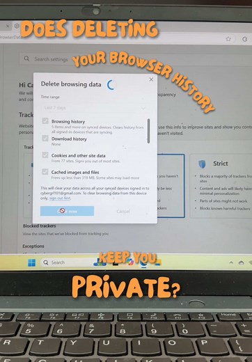Does deleting your browser history keep you private? 🤔 I’m a cybersecurity and data protection expert. Follow me for simple steps to protect you and your data online! #techtips #fyp #online #browsinghistory