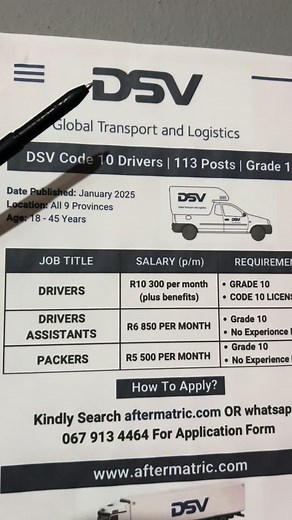 DSV Job Opportunities for 2025 in South Africa