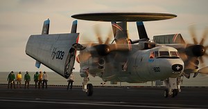 An E-2 Hawkeye landing on an aircraft carrier in DCS World. . . . . . #dcsworld #eagledynamics #e2hawkeye #carrierlanding #aircraftcarrier #supercarrier #aviationlovers #aviation #avgeek #realism #flightsim #flightsimulator #milsim #usnavy | Black Hornet Sim