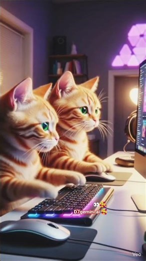 2 Smart Cats Using Computer 😱🐱 | Funny Cat Working Like Humans #Shorts
