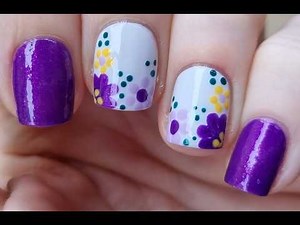 Purple Summer Nails | Pretty Floral Nail Art Tutorial | DIY Manicure At Home