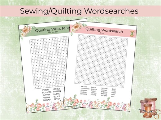 Sewing Word Search Printable | Quilting Puzzle Game, Sewing Retreat Activity, Craft Group Worksheet, Relaxing Sewing Puzzle PDF