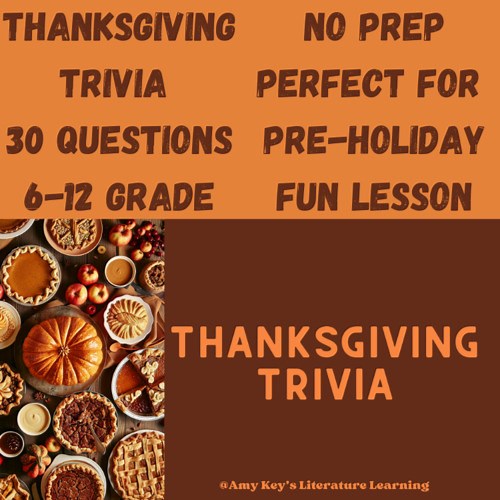 Thanksgiving Trivia Game 30 Questions over History, Culture, Food Grades 6-12
