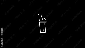 White picture of cocktail on a black background. cocktail glass with a tube. Distortion liquid style transition icon for your project. 4K video animation for motion graphics and compositing.