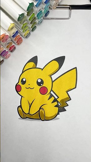 Coloring Pikachu ⚡️ #pikachu #pokemon #coloring #coloringtime #markers #kidsart