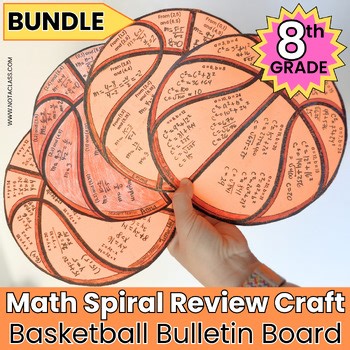 8th Grade Basketball Math Craft Spiral Review | March Tournament Bulletin Board