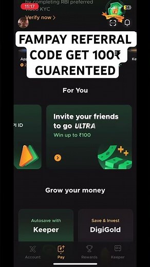 FAMPAY referral code 100% working || Get 100₹ cashback USE NOW || #fampay #shorts #referralcode