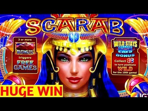 SCARAB Slot Machine HUGE WIN - Max Bet Bonuses | Wild Lepre'Coins Slot Machine BONUS Won | Live Slot