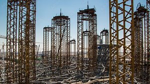 Timelapse. Airport Terminal Construction Site,Beijing Daxing International Airport,China.