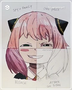 82K views · 122 reactions | Draw "SPY x Family " Anya in 4 manga styles By blueroninart | IG | 9GAG TV | Facebook