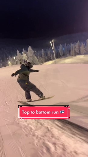 Top to Bottom Snowboarding Run at Ruka Park in Finland