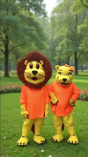 ¡León y leona en acción! 🦁👑 Botargas impactantes para eventos infantiles y temáticos