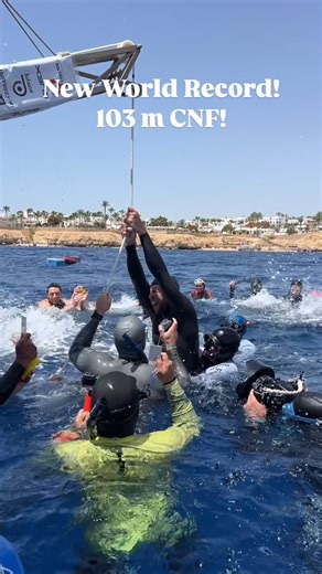Freediving World Apnea Center on Instagram: "He did it! @petar_klovar set new world record in CNF discipline diving to 103m! 🔥(pending doping test results.) Congratulations! Thanks to our sponsors: @cetma_composites_official @suex_dpv_official @lobsterfreedivingweight @chrisbenzwatches @ubaproject @sharmclubbeachresort @evctravel @easyq_freediving @equalization_academy International Sport Center Sharm el Sheikh. @uk.germany #freediving #freedivingcommunity"