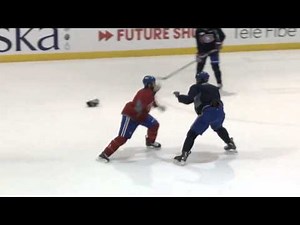 PK Subban and Brandon Prust fighting at Habs practice december 16th 2014