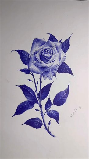 Watch a standard BLUE PEN bring a ROSE to life! 🌹🖊️ #shorts #art #drawing #satisfying #bluepenart