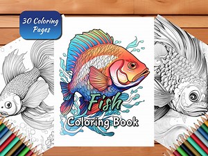 Fish Coloring Pages for Adults and Kids 30 Sheet Fish Coloring Ocean Aquatic Book Digital Download Printable Pdf Garden Nature Theme - Etsy Canada