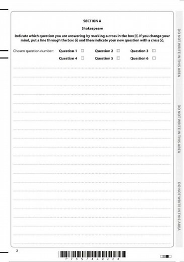 PEARSON EDEXCEL GCSE ENGLISH LITERATURE PAPER 1 QUESTION PAPER 2025 (1ET0/01)