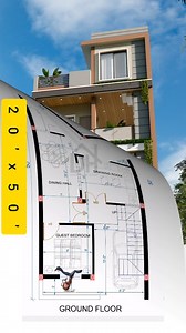 20'x50' House plan with elevation Design 🏠 #20x50HousePlan #WestFacingHousePlan #VastuHouseDesign #GPlus1HousePlan #DuplexHouseDesign #SmallPlotHousePlan #ModernHousePlan #ArchDreamHouse | Arch House