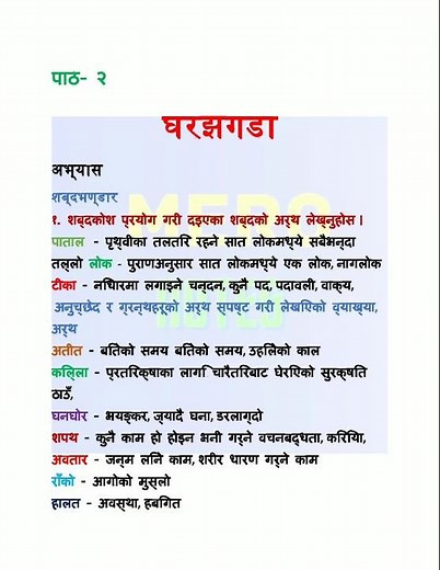 Class 10 Nepali Chapter 2 Full Exercise || Ghar Ghagada || Mero Notes #shorts #viral