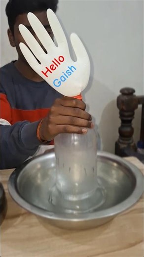 Air Filing experiment with water and gloved ] science experiment #viral#viralshorts #shorts