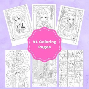 Demon Hunters Kpop 41 Coloring Pages, Printable PDF Digital Download, Kids Birthday Activity Party Favor, Huntrix Saja Boys Coloring Book - Etsy