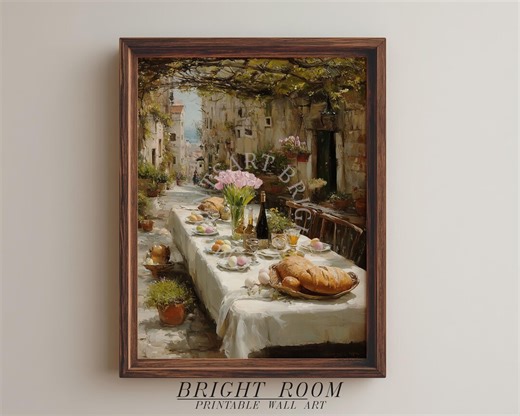 Rustic Easter Brunch Table - Cottagecore Printable Art, Springtime Feast Under Vines, Vintage Farmhouse Spring Decor, Digital Download 61 - Etsy