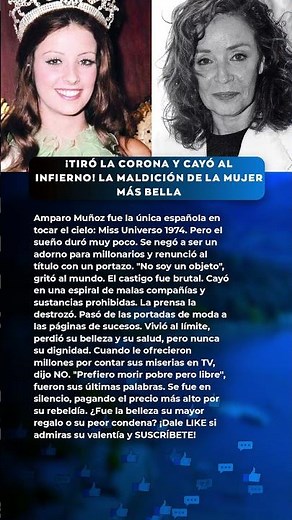 Amparo Muñoz: De Miss Universo al INFIERNO (La Triste Verdad) 👑 #AmparoMuñoz #Tragedia