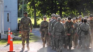 LEARNING TO MARCH - In the real Army, once a Recruit starts getting the hang of stationary drill commands, their training instructor will take the unit to the next level and have them march. (You march everywhere you go in basic training.) When performing marching drills, both the preparatory command and the command of execution are given as the foot in the direction of the turn strikes the ground. For single formations, the preparatory command is normally given as the heel of the left (or right