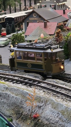 G scale trolley car at work #Gscale #train #modeltrains