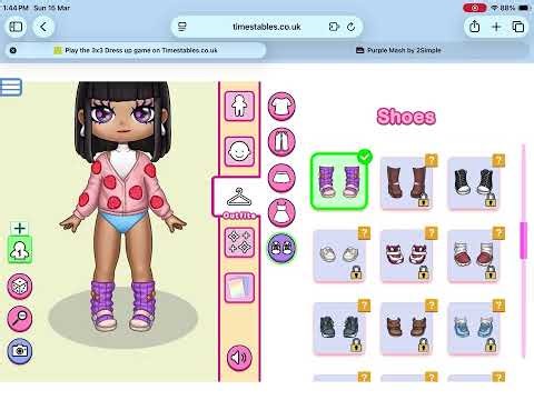 Playing 3x3 dress up at times table.com.uk part 2