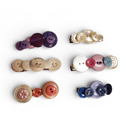 Button Hair Clips - Purple Blue White - Indie Whimsical Twee Kawaii Cutecore Alternative Fashion Aesthetic - Etsy