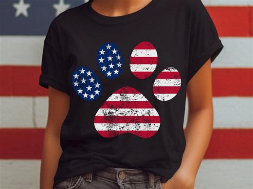 Patriotic Puppy Paw USA Flag Shirt - Etsy